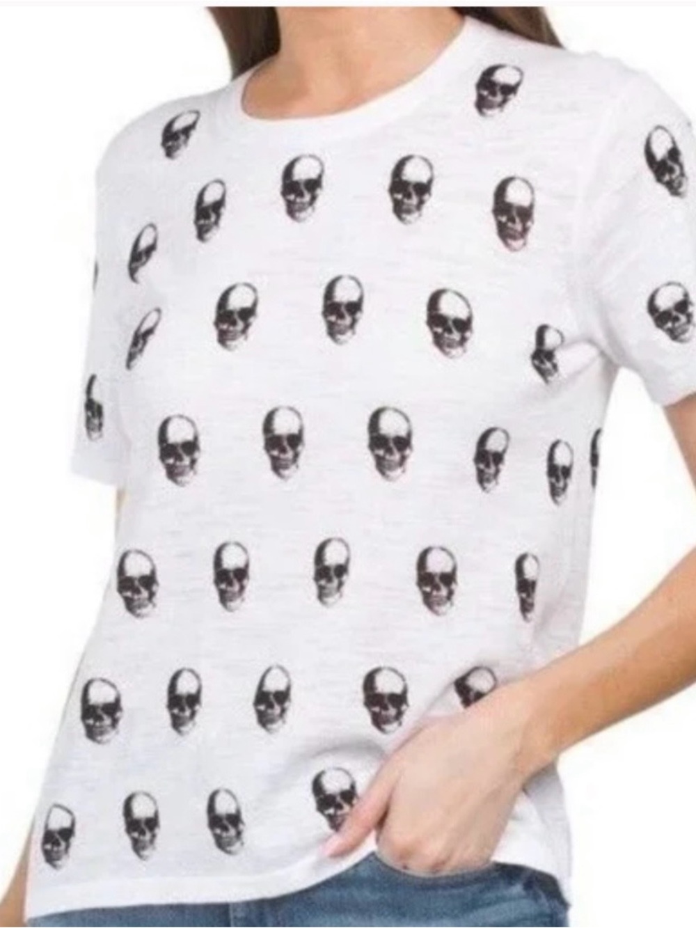 SKULL CASHMERE 💯 cotton Skull Print Crewneck Tee